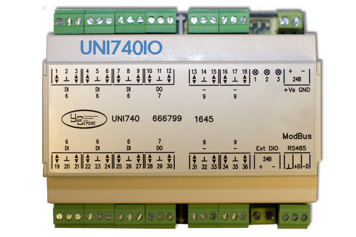 универсальный модуль ввода/вывода сигналов UNI740IO, до 24 различных сигналов  РУКОВОДСТВО ПО ПРОЕКТИРОВАНИЮ ДКУ1.1611001РП